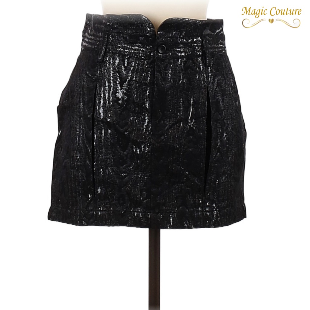 Rodebjer Black Metallic High Waisted Mini Skirt